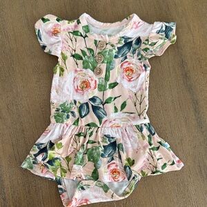 Posh Peanut Pink and Green Floral Baby Outfit